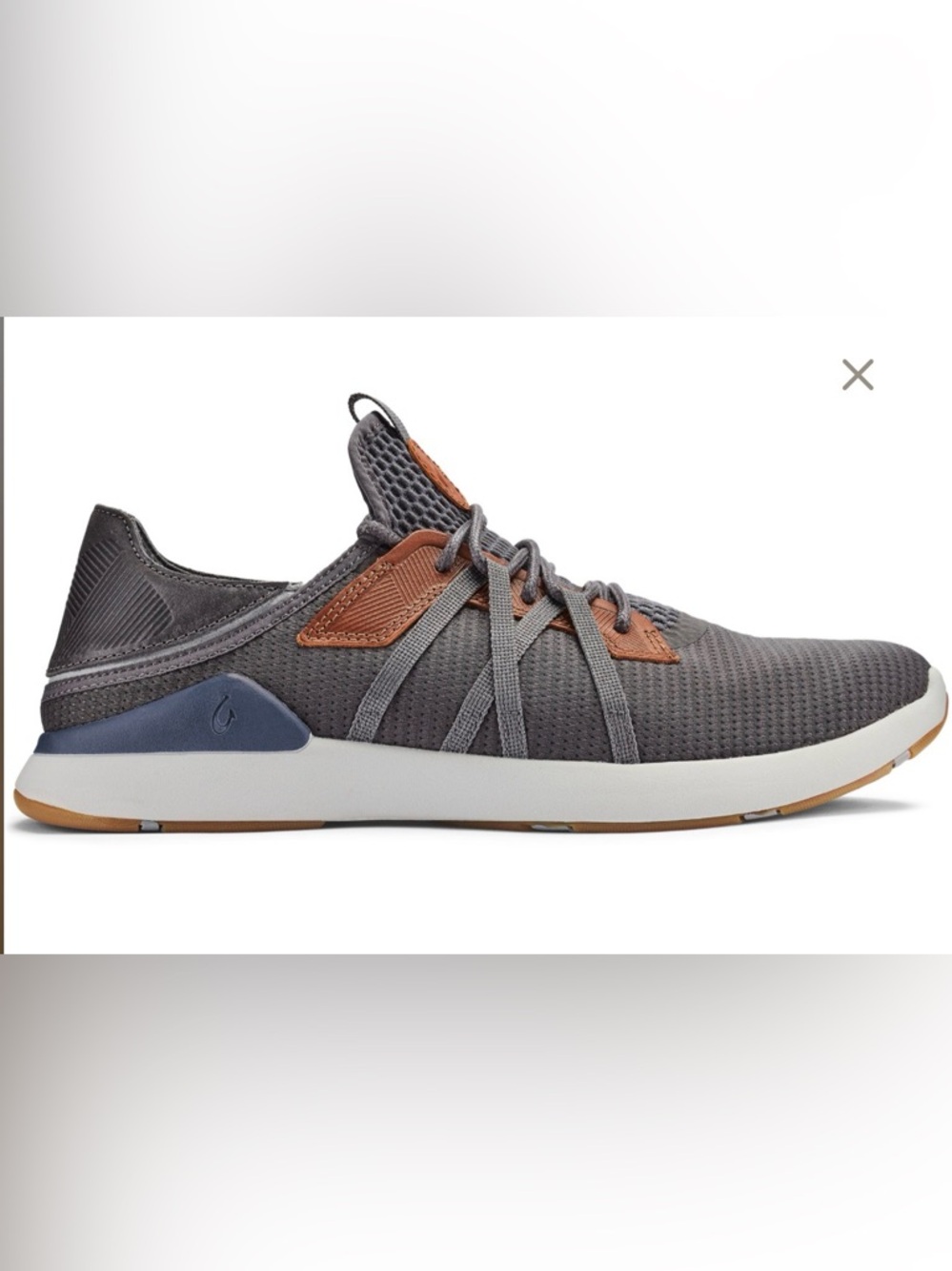 Olukai tennis Men's Grey Knit Lace-Up Casual